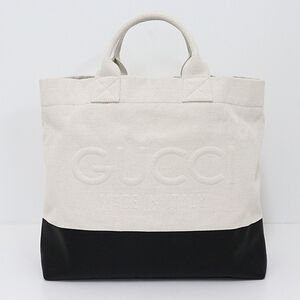 Gucci embossed canvas tote bag Ivory White Black